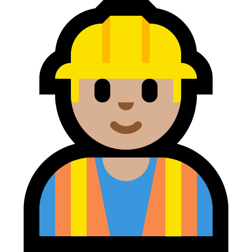man construction worker: medium-light skin tone — Microsoft