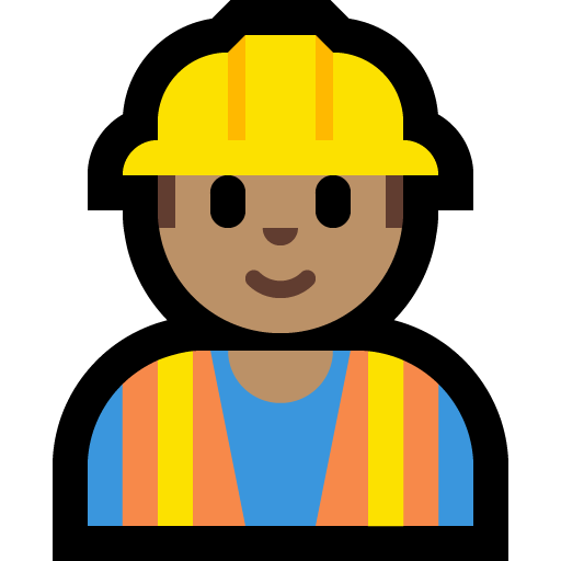 man construction worker: medium skin tone — Microsoft
