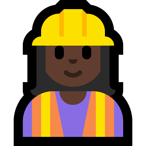 woman construction worker: dark skin tone — Microsoft