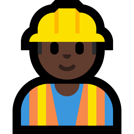 man construction worker: dark skin tone — Microsoft