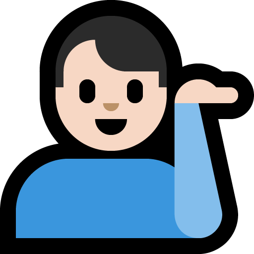 man tipping hand: light skin tone — Microsoft