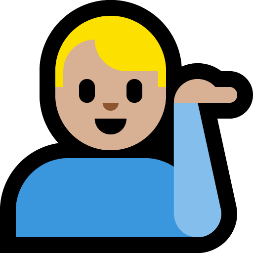 man tipping hand: medium-light skin tone — Microsoft