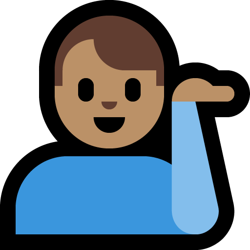 man tipping hand: medium skin tone — Microsoft