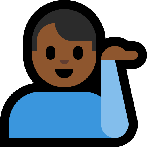 man tipping hand: medium-dark skin tone — Microsoft