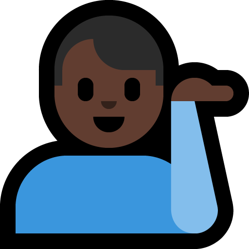 man tipping hand: dark skin tone — Microsoft