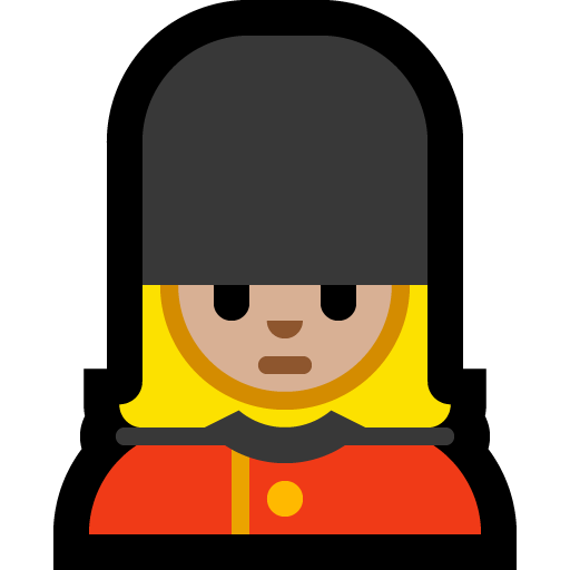 woman guard: medium-light skin tone — Microsoft