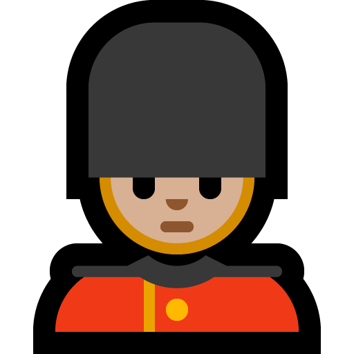man guard: medium-light skin tone — Microsoft