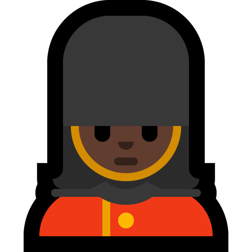 woman guard: dark skin tone — Microsoft
