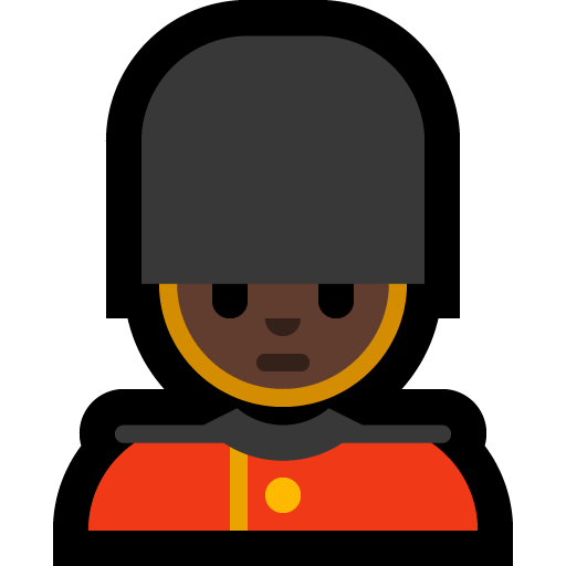 man guard: dark skin tone — Microsoft