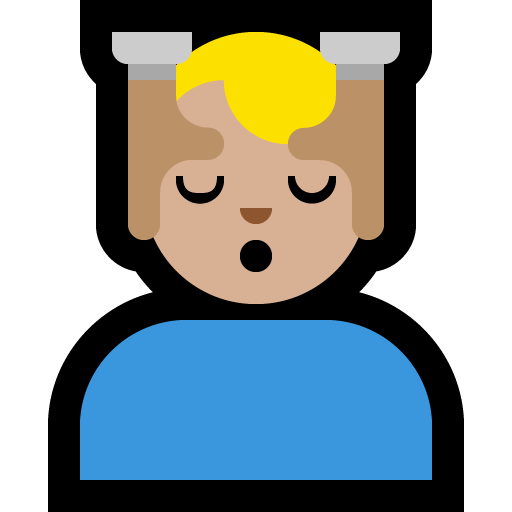 man getting massage: medium-light skin tone — Microsoft