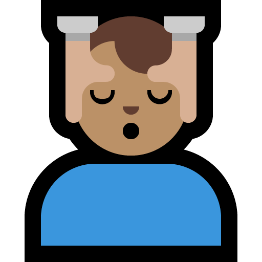man getting massage: medium skin tone — Microsoft