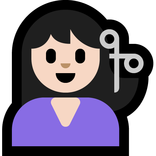 woman getting haircut: light skin tone — Microsoft