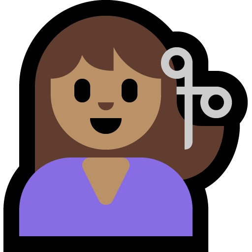 woman getting haircut: medium skin tone — Microsoft