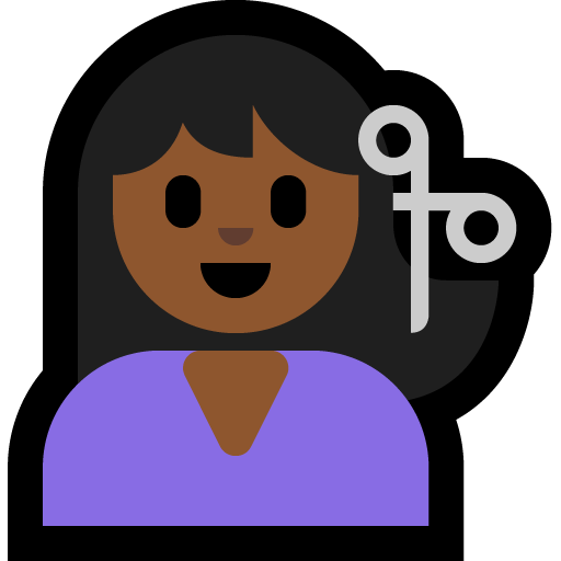 woman getting haircut: medium-dark skin tone — Microsoft