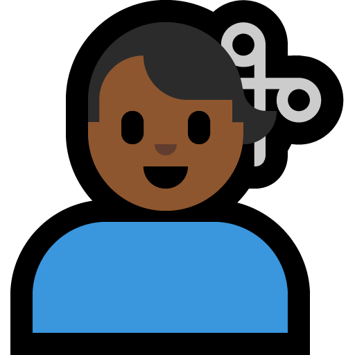 man getting haircut: medium-dark skin tone — Microsoft