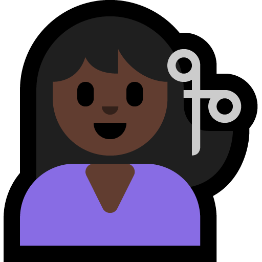 woman getting haircut: dark skin tone — Microsoft