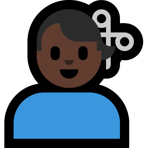 man getting haircut: dark skin tone — Microsoft