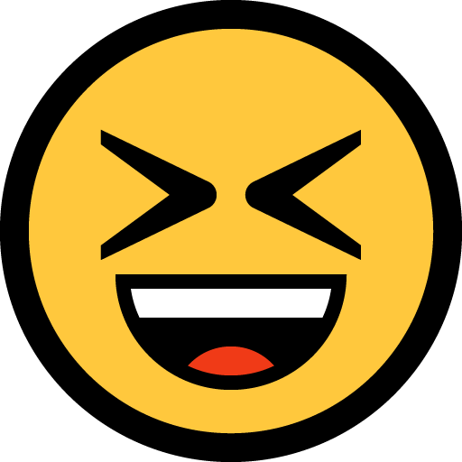 Grinning Squinting Face as drawn by Microsoft in Windows 10 April 2018 Update