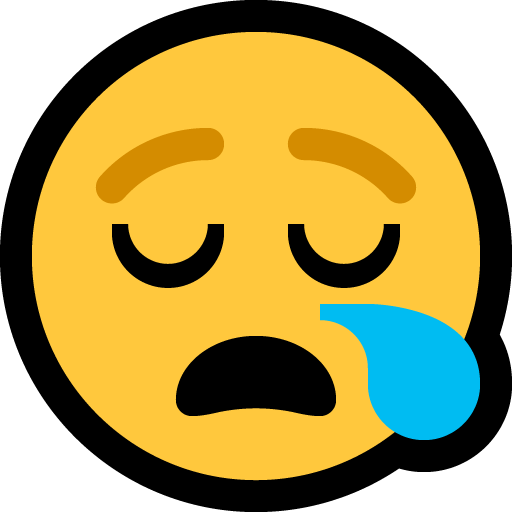 Sleepy Face as drawn by Microsoft in Windows 10 April 2018 Update
