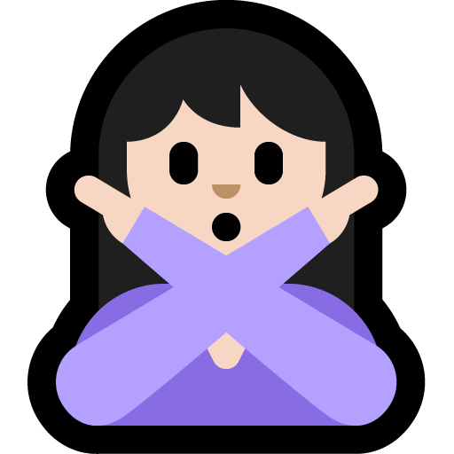 woman gesturing NO: light skin tone — Microsoft