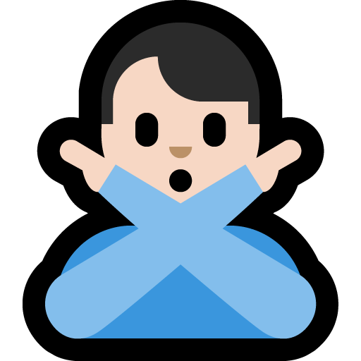 man gesturing NO: light skin tone — Microsoft