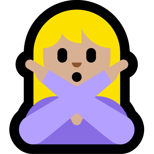 woman gesturing NO: medium-light skin tone — Microsoft