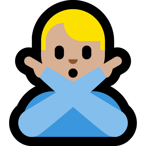 man gesturing NO: medium-light skin tone — Microsoft