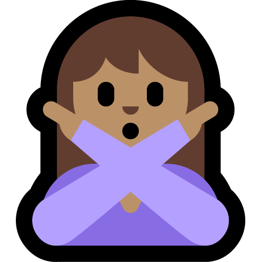 woman gesturing NO: medium skin tone — Microsoft