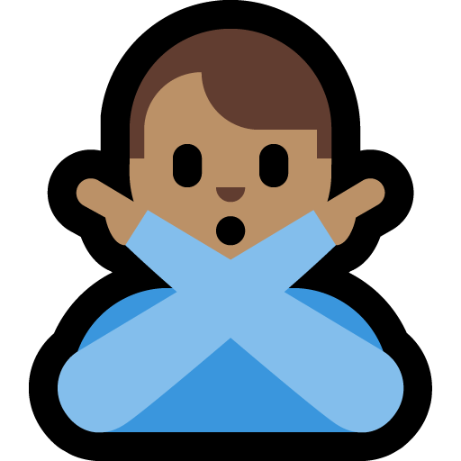 man gesturing NO: medium skin tone — Microsoft