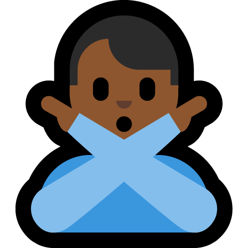 man gesturing NO: medium-dark skin tone — Microsoft