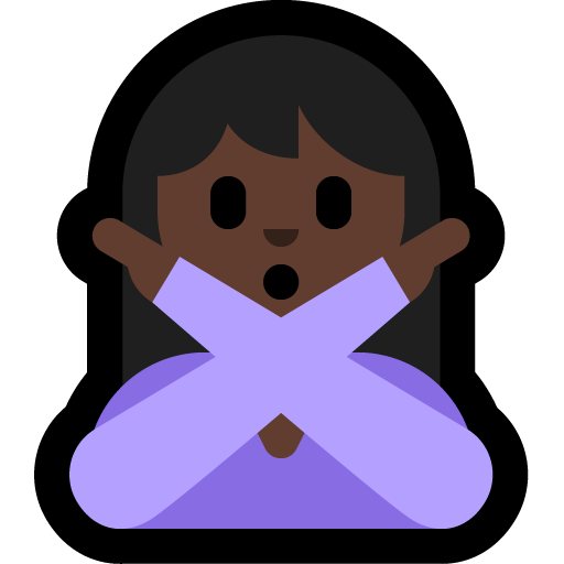 woman gesturing NO: dark skin tone — Microsoft