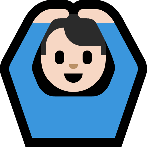 man gesturing OK: light skin tone — Microsoft