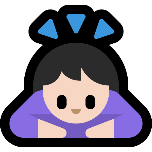 woman bowing: light skin tone — Microsoft
