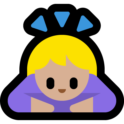 woman bowing: medium-light skin tone — Microsoft