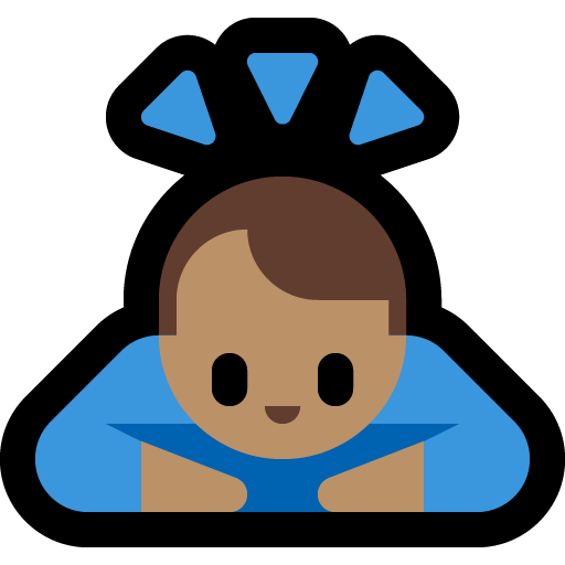 man bowing: medium skin tone — Microsoft