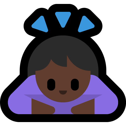 woman bowing: dark skin tone — Microsoft