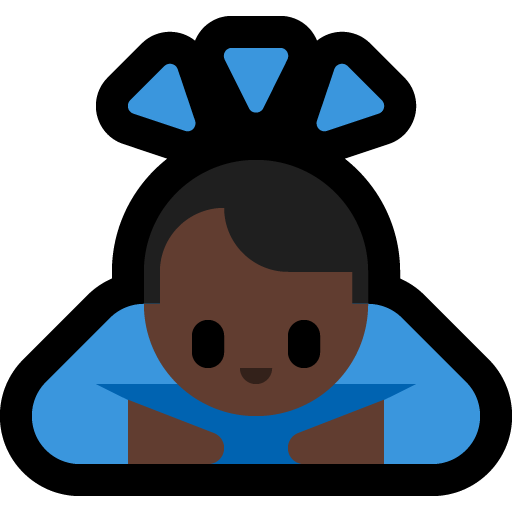 man bowing: dark skin tone — Microsoft