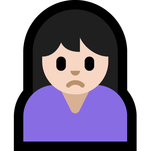 woman frowning: light skin tone — Microsoft