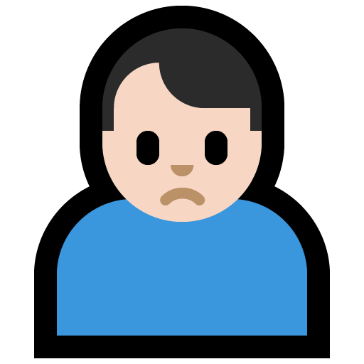 man frowning: light skin tone — Microsoft