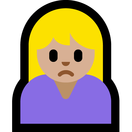 woman frowning: medium-light skin tone — Microsoft