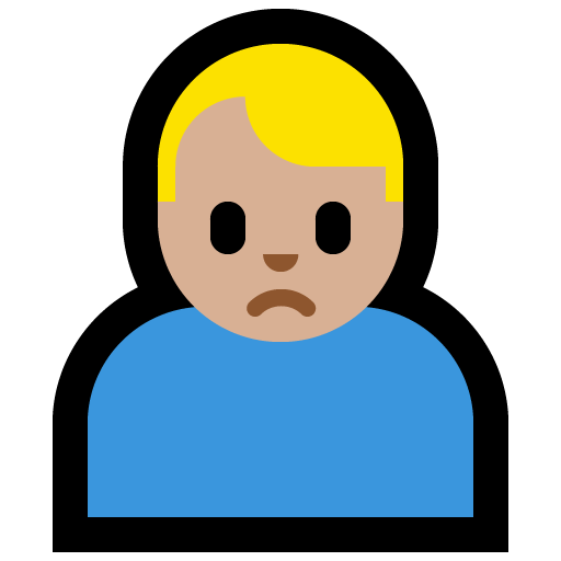 man frowning: medium-light skin tone — Microsoft