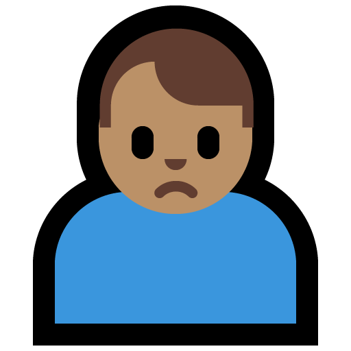 man frowning: medium skin tone — Microsoft