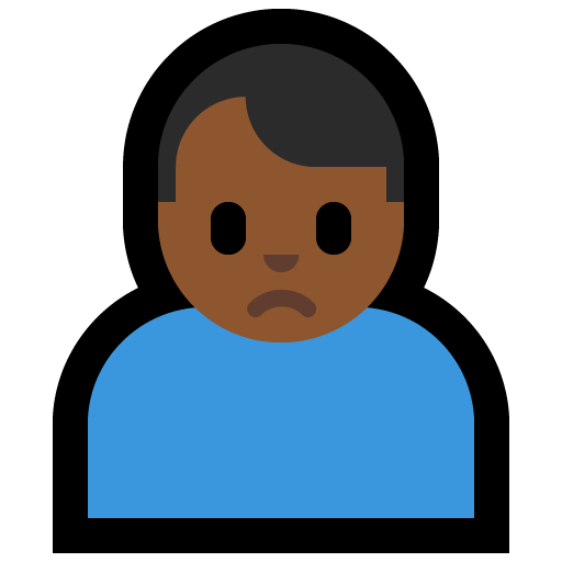 man frowning: medium-dark skin tone — Microsoft