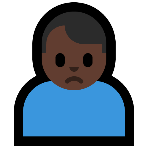 man frowning: dark skin tone — Microsoft