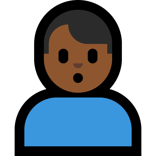 man pouting: medium-dark skin tone — Microsoft