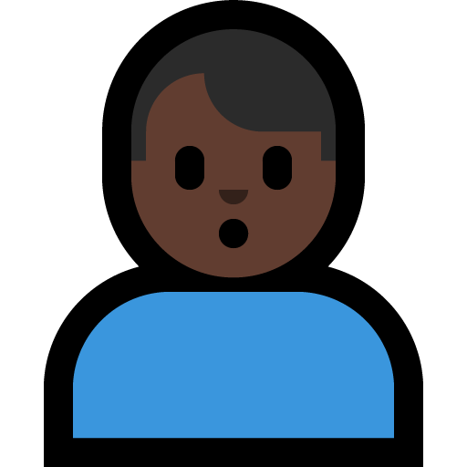 man pouting: dark skin tone — Microsoft