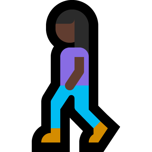 woman walking: dark skin tone — Microsoft