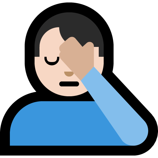man facepalming: light skin tone — Microsoft