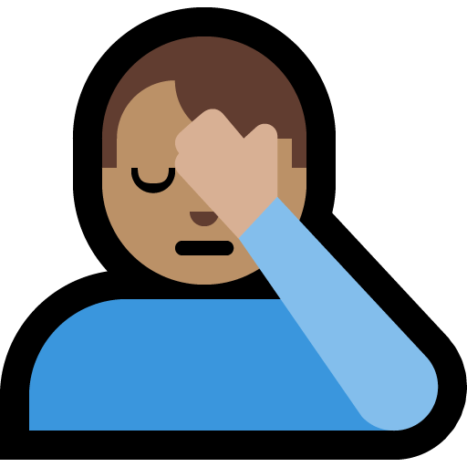 man facepalming: medium skin tone — Microsoft