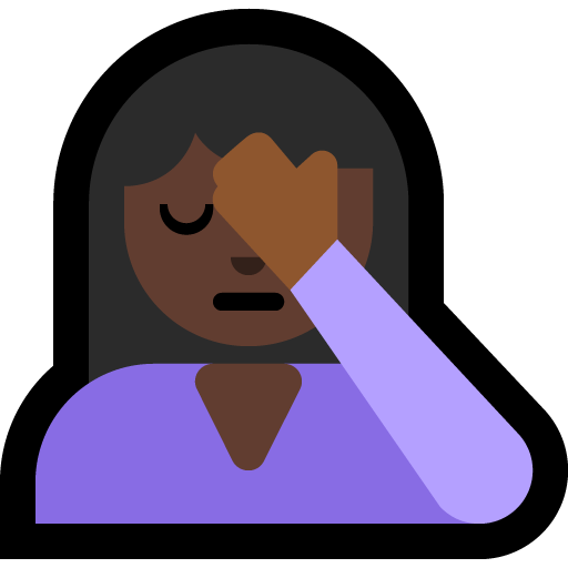woman facepalming: dark skin tone — Microsoft